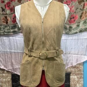 Vintage 60s Real Suede Belted Vest size M / 40